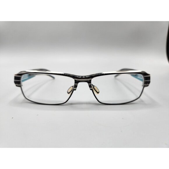 Orgreen Parker 82 57-15 Eyeglasses Frames Only Teal Black White Striped Japan - Picture 4 of 13